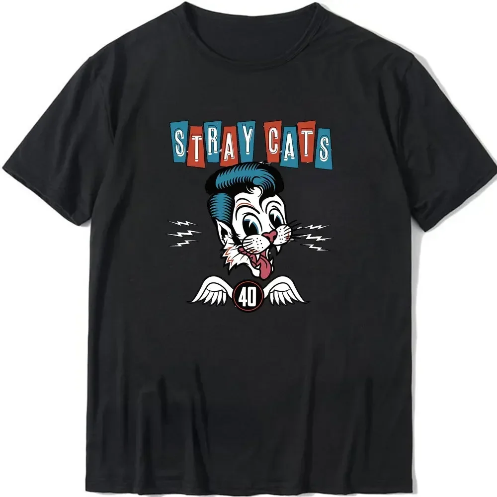 Funny Tops Tees Mens Tee-shirts Clothing Stray Cats Brian Setzer Lee Rocker Slim Jim Phantom Men Vintage Aesthetic T-Shirt