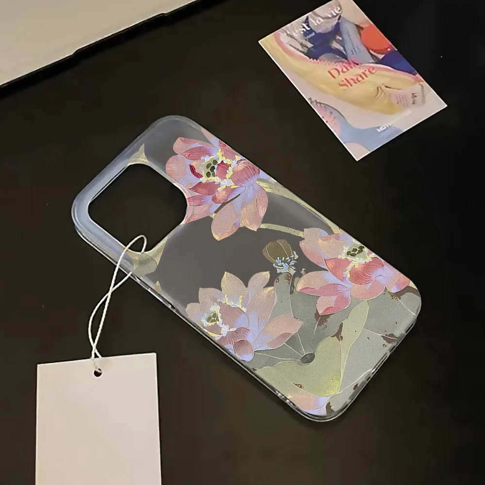 Blumen Handyhülle für iPhone 16 Pro Hülle iPhone 15 13 11 12 14 Pro Max 13 Mini 16 Plus durchscheinende schlanke seidige Haut Rückseite