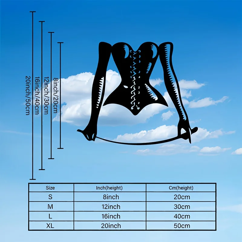 CIFBUY Iron Wall Art Corset Whip Metal Plaque Sign Silhouette Decor for Bedroom Living Room Bar Indoor Outdoor Home Decoration