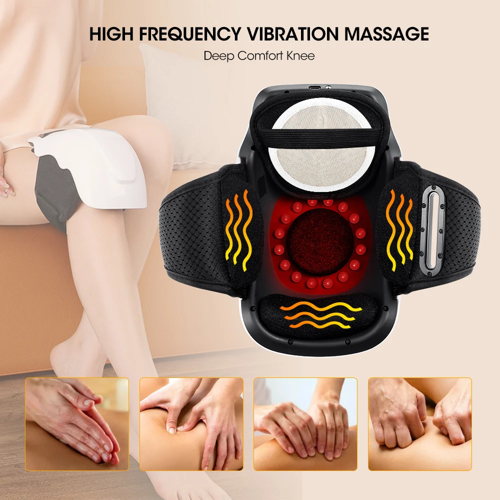 Electric Knee Massager Leg Massager Laser Infrared Red Light Therapy Heating Vibrator Knee Pad For Arthritis Joint Pain Relief