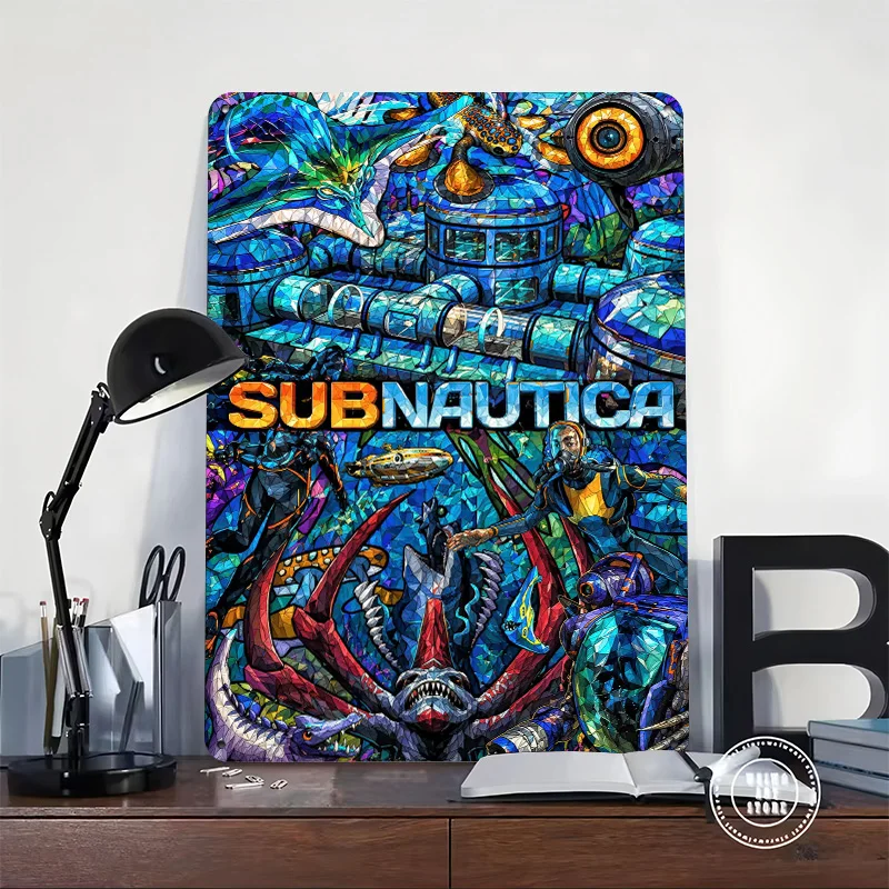 Subnautica Game Art 3D Texture Metal Poster Customized Wall Art Tin Sign Gift for Mancave Office Decor Room Home and Decoration