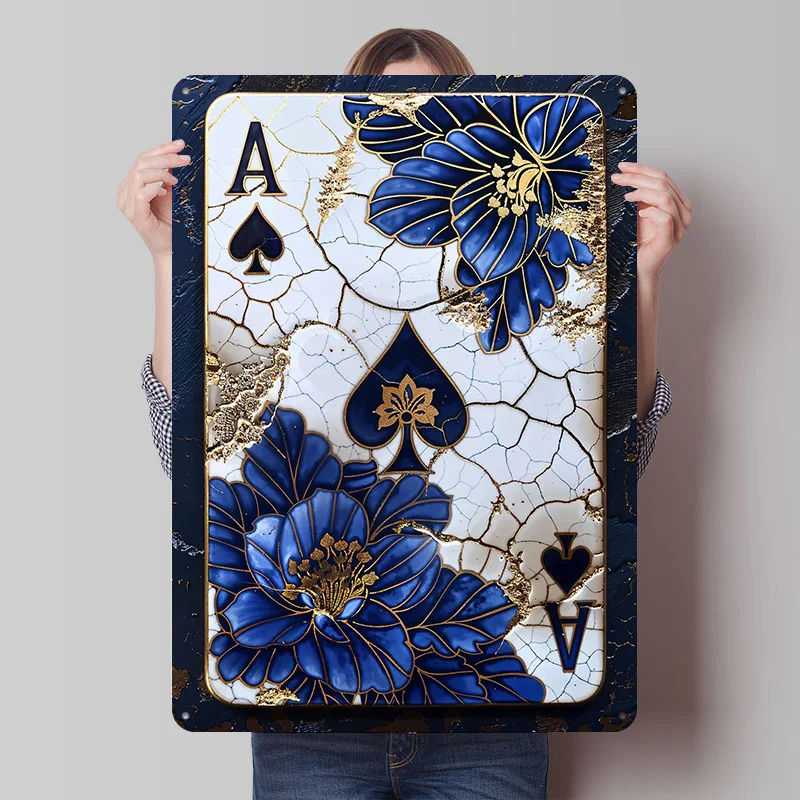 Porcelain Ace of Spades Tin Plaque Poster Customized Retro Wall Art Vintage Metal Signs for Room Gamer Decoration Gaming Home