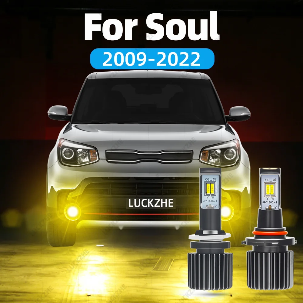 

LED Front Fog Light Bulb For Kia Soul 1 2 3 2009-2016 2017 2018 2019 2020 2021 2022 Accessories Dual Color LED Fog Light Yellow