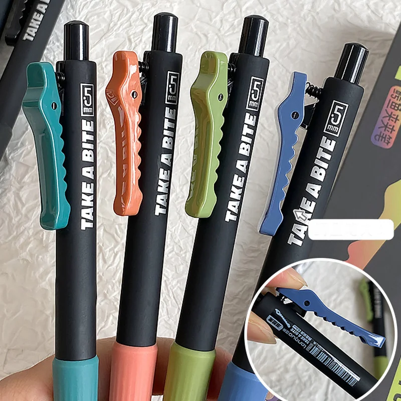 

Набор креативных гелевых ручек с зажимом «крокодил», 4 шт., черные чернила 0,5 мм, выдвижные и быстросохнущие, канцелярские принадлежности для студентов и подарков