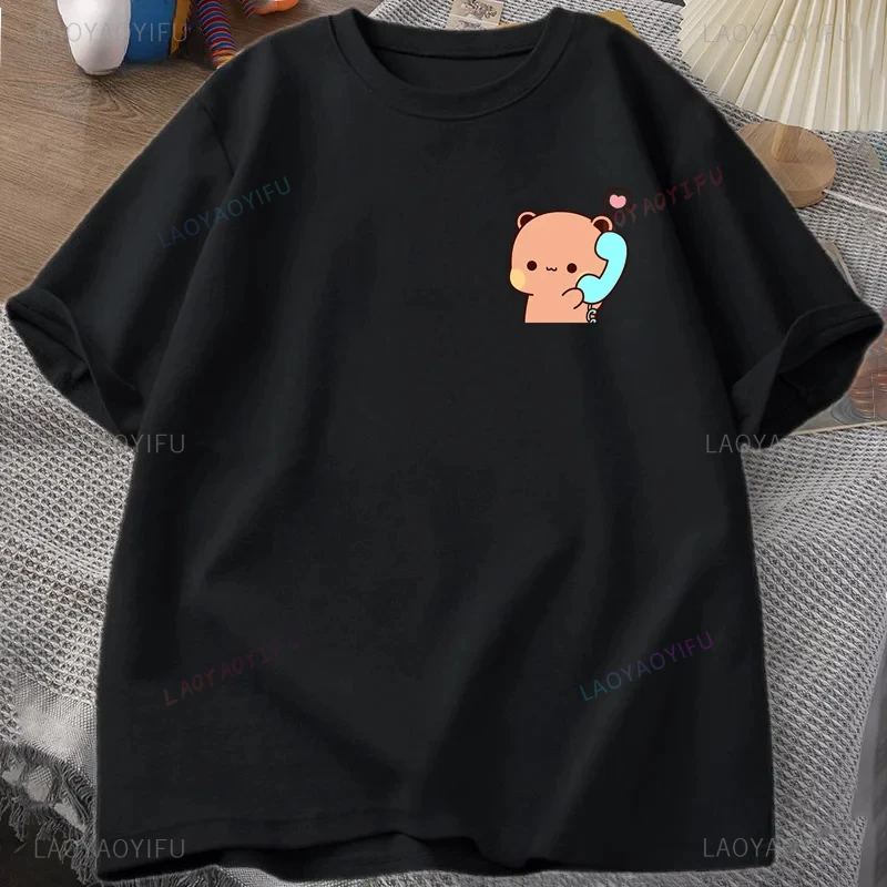 Dudu sta facendo una chiamata alla sua maglietta Bubu donna uomo coppia divertenti magliette Cute Panda Bear T-Shirt estate cotone coppia T-Shirt