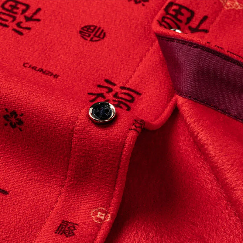 Plus Größe Neue Festliche Winter Warme Verdickte Langarm Shirts Für Männer Einzelne Tasche Casual Trends Mode Elegante Druck Kleidung