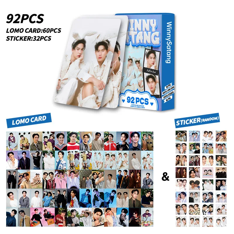 92Pcs/Set Thailand Stars WinnySatang Laser Lomo Card  Winny&Satang Character Mini Postcard Photo Cards Stickers Fan Support Card