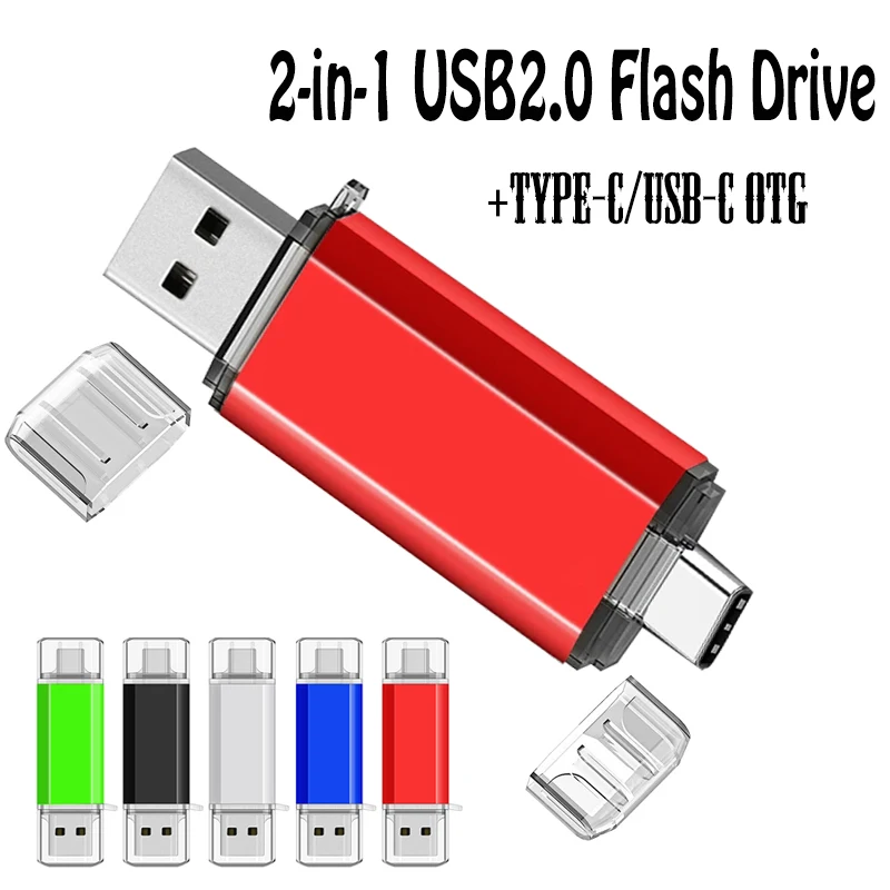 Clé USB 2 en 1 en métal OTG de type C, support à mémoire de 4 Go, 8 Go, 32 Go, 64 Go, 128 Go, 128 Go