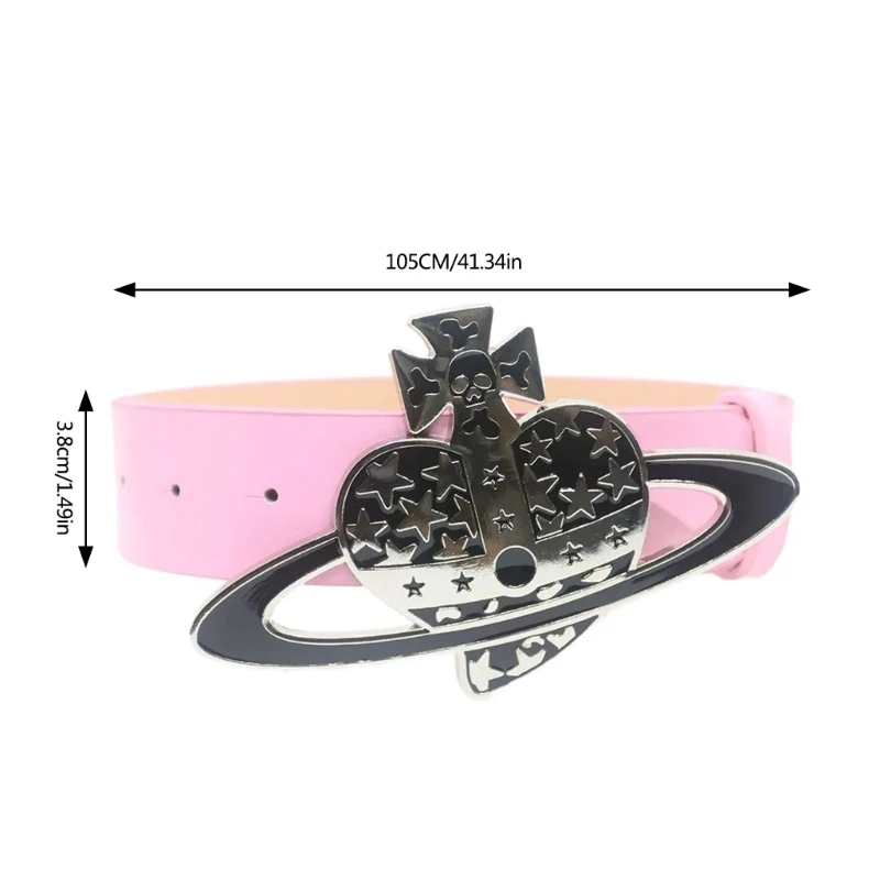 Metal Heart Buckle Belt for Women Cool Subcultures Waist Belt for Teens Girl PU Leather Women Belt Fashion Shorts Belt