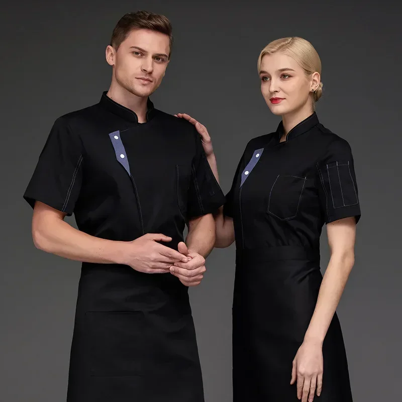 半袖ケータリングシェフジャケットシェフ制服男性女性キッチンレストラン制服シャツ夏のクックコートキッチン作業服