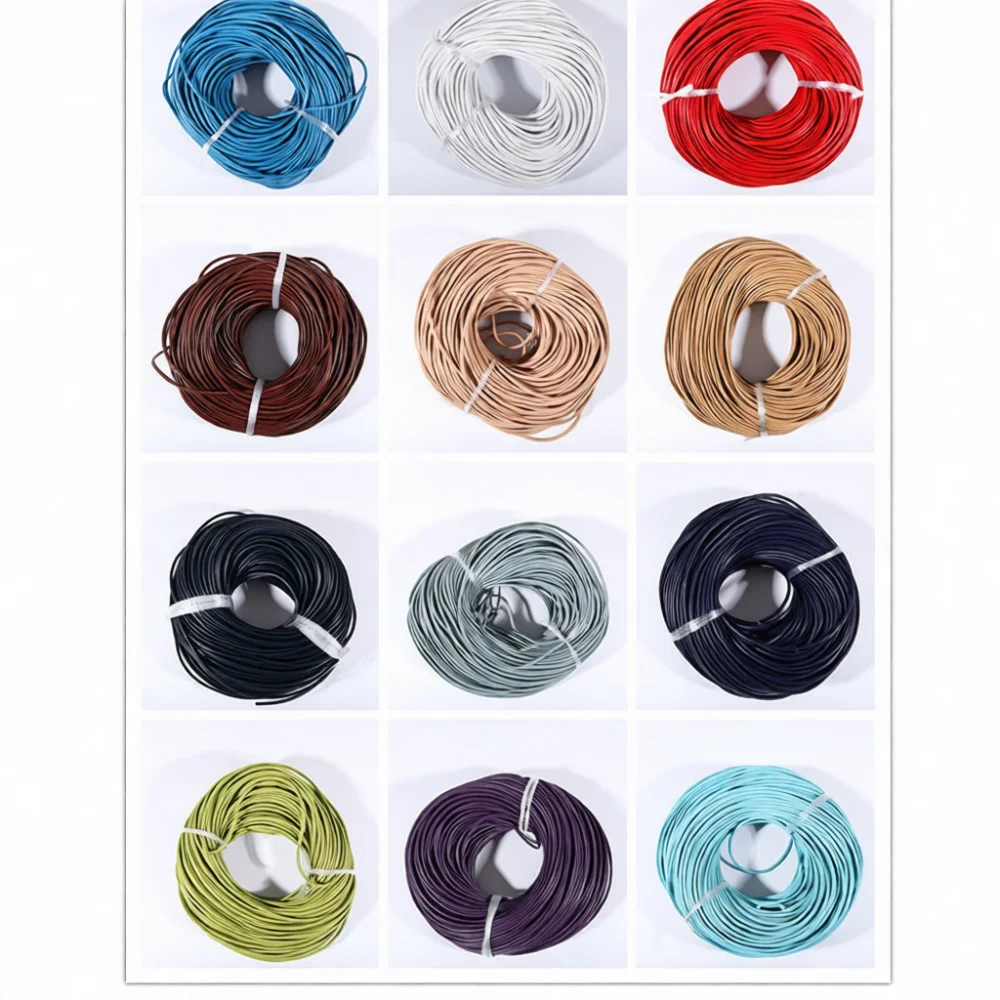 Genuine Leather Cord String For DIY Handmade Jewelry Making Retro Style Soft Cowhide Rope Flat Round Craft Accessories