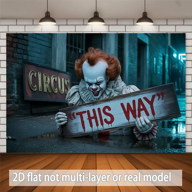 Vintage Circus Clown Tapestry Wall Hanging Gothic Horror Theme Decoration Halloween Haunted House Art Print Polyester Decor