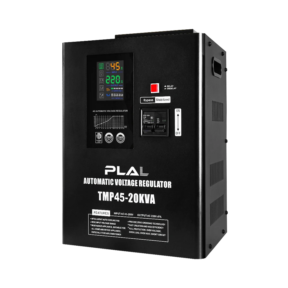 Estabilizador de tensão ultra baixa de entrada 45V-280V TMP-5KVA 10KVA 15KVA 20KVA Regulador de tensão automático doméstico montado na parede 220V