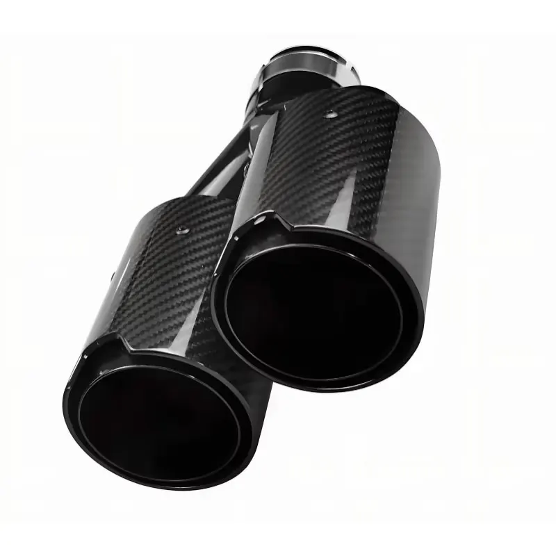 Carbon Fiber Tailpipe For BMW 63MM In 101MM Out Dual Exhaust Twin End Tips TailPipe Muffler Exhaust Pipe Tip Nozzle Exhaust Head