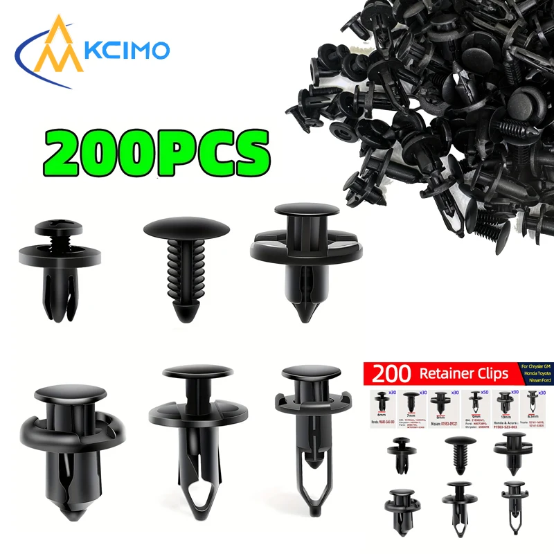 

200PCS Universal Car Push Rivet Clips Mixed Assortment for Nissan Ford Honda Toyota Bumper Fender Trim Fastener Auto Repair Clip