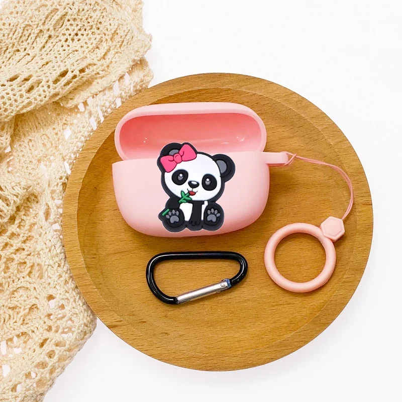 Casing silikon Panda lucu, sarung HP untuk Redmi Buds 4 aktif