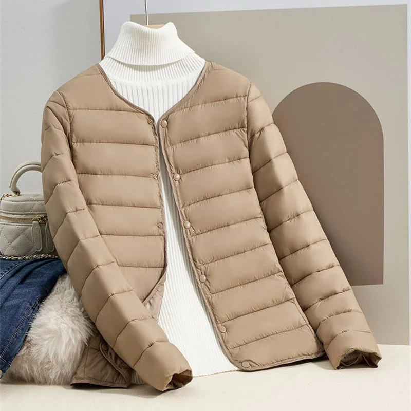 Fashion Lightweight Down Cotton Jacket Female Spring Autumn Coat Tops  New Short Women Cotton Jackets Slim Warmth Outerwear