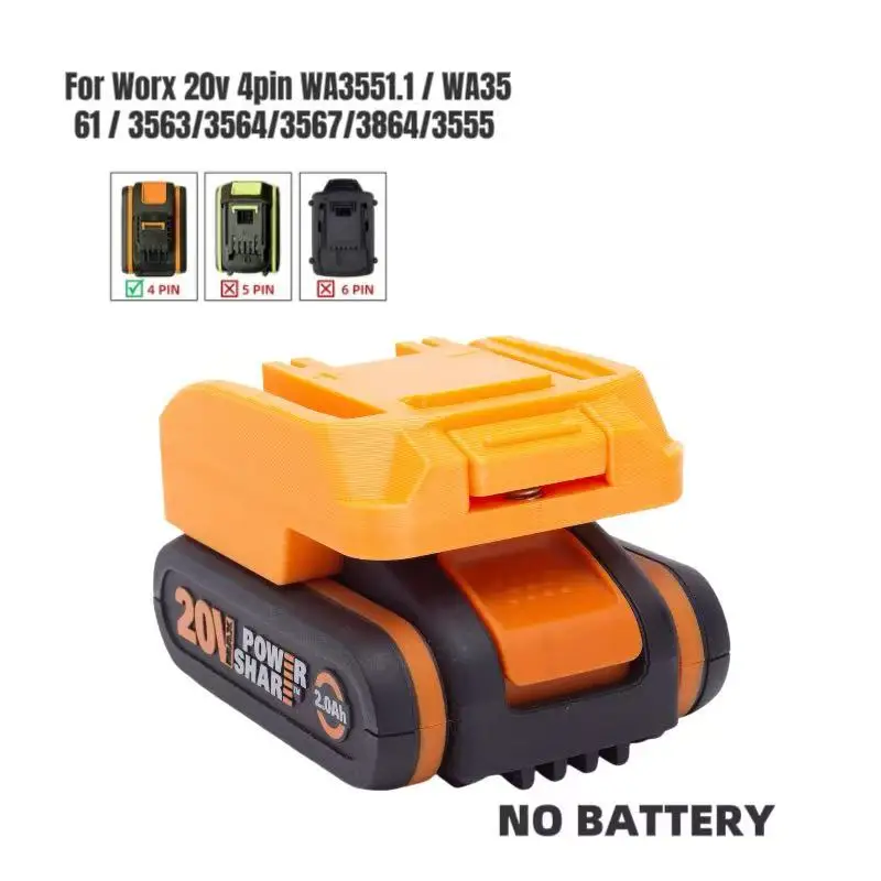 Batteries Converter Adapter For Worx 20v 4pin  Lithium Ion To  Worx 6PIN Tool (without battery and tools)