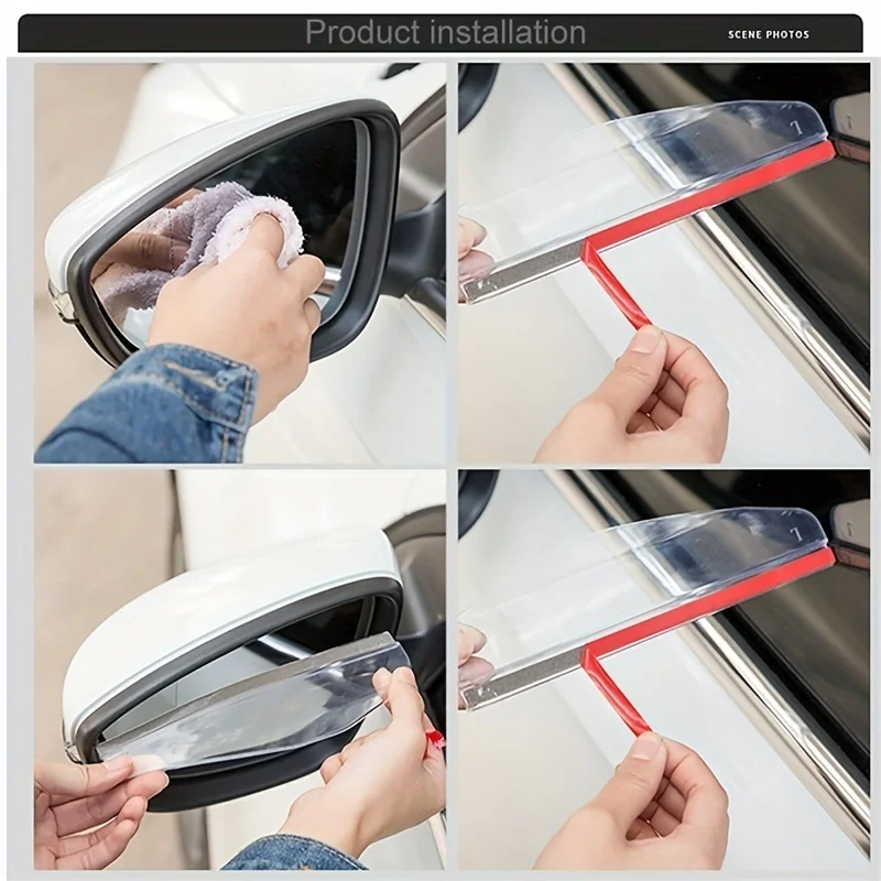 2pcs Universal Clear/ Black Car Rearview Mirror Rain Shield Board Sun Visor Shade