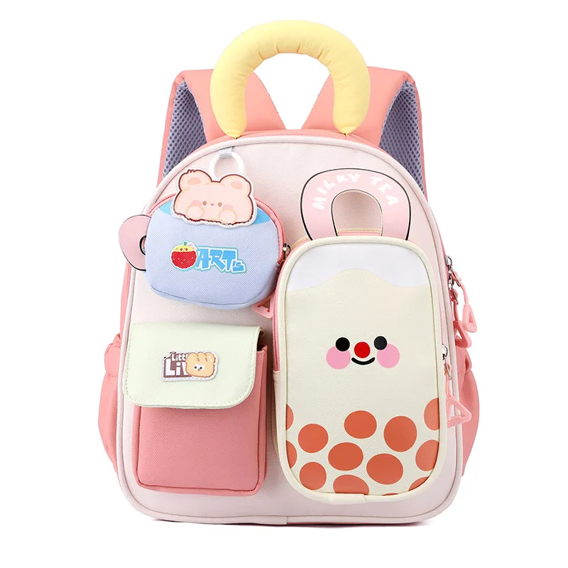 Adorable Bubble Tea Design Kids School Backpack For Toddler Children Multifunction Boys and Girls Kindergarten Bag Women