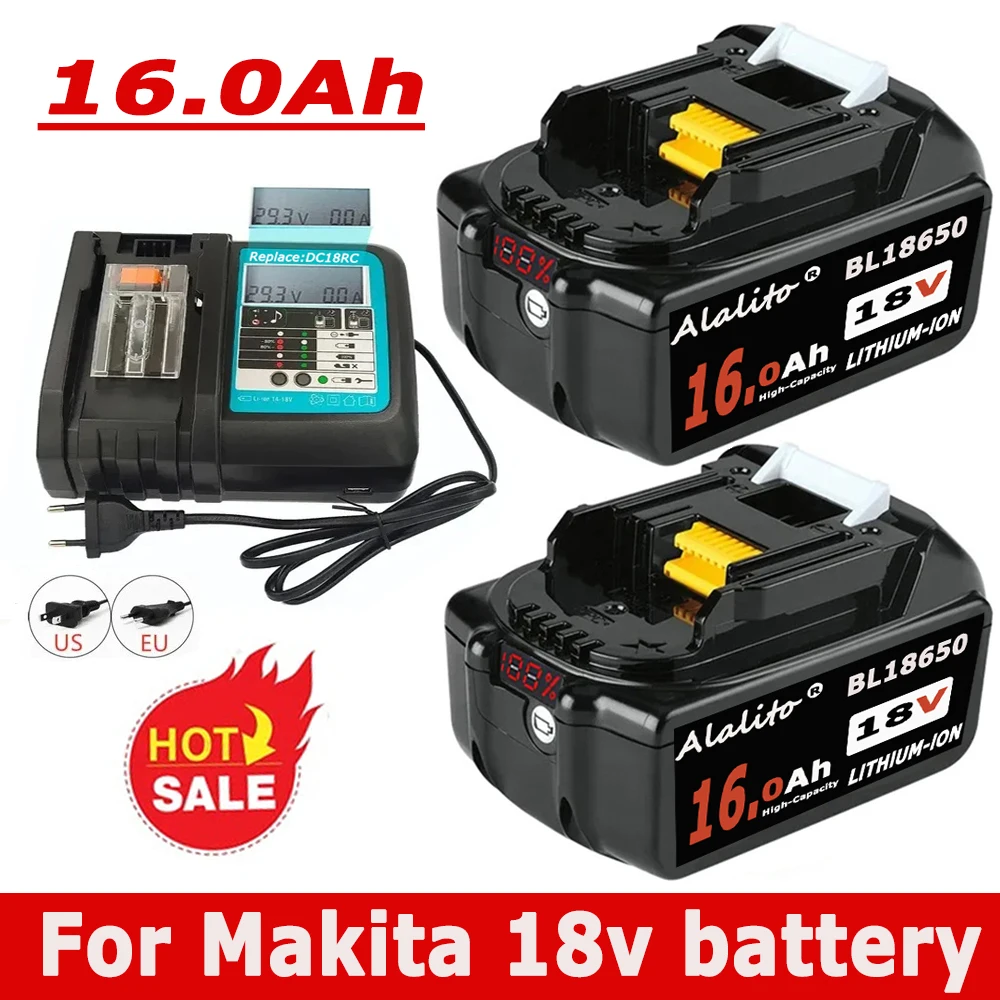 

NEW With LED With display screen Rechargeable Battery 18V 16000mAh Lithium ion for Makita 18v Battery 16Ah BL1840 BL1850 BL1830