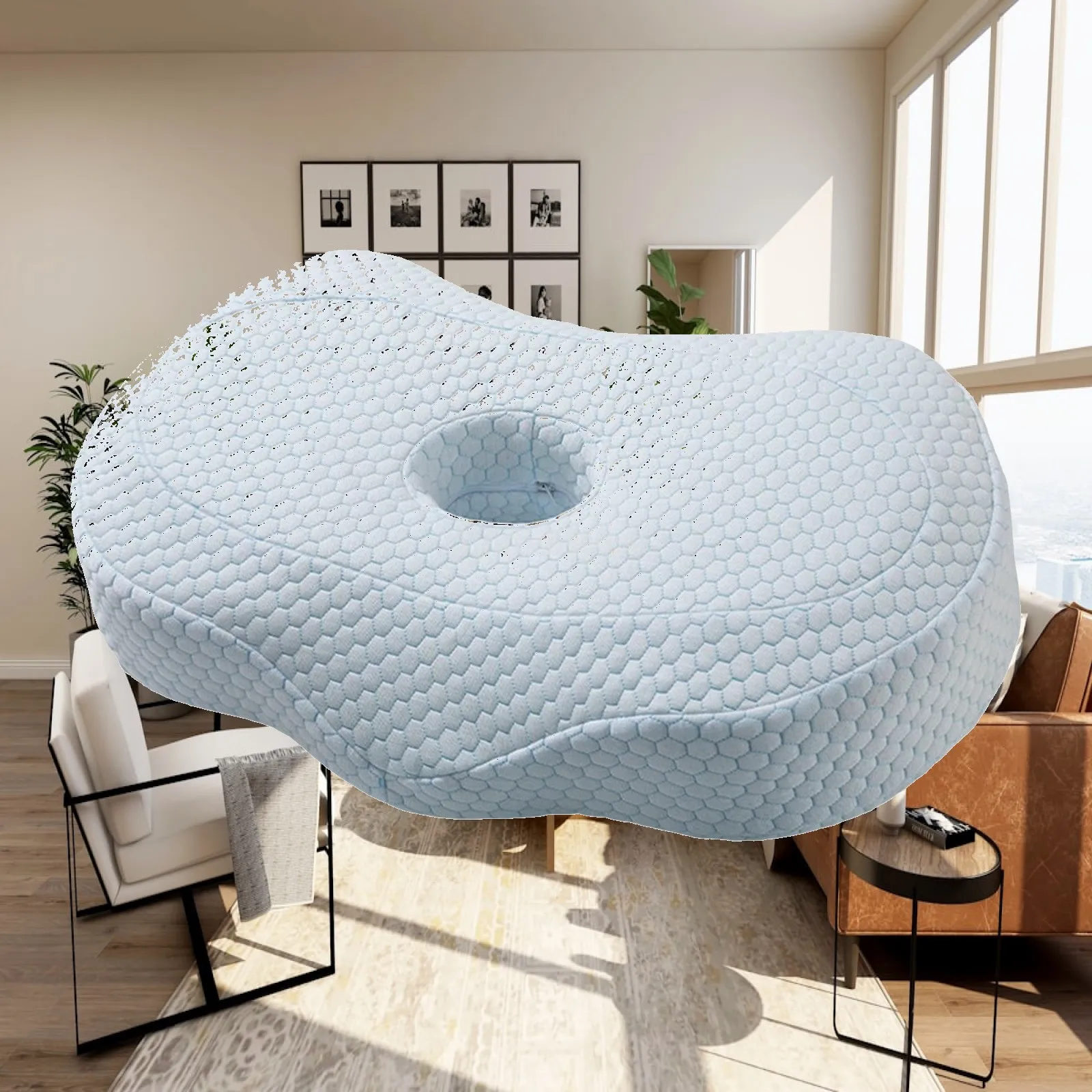 Ear Piercing pillow Side Sleeping Pillow Memory Foam Pillow for Camping