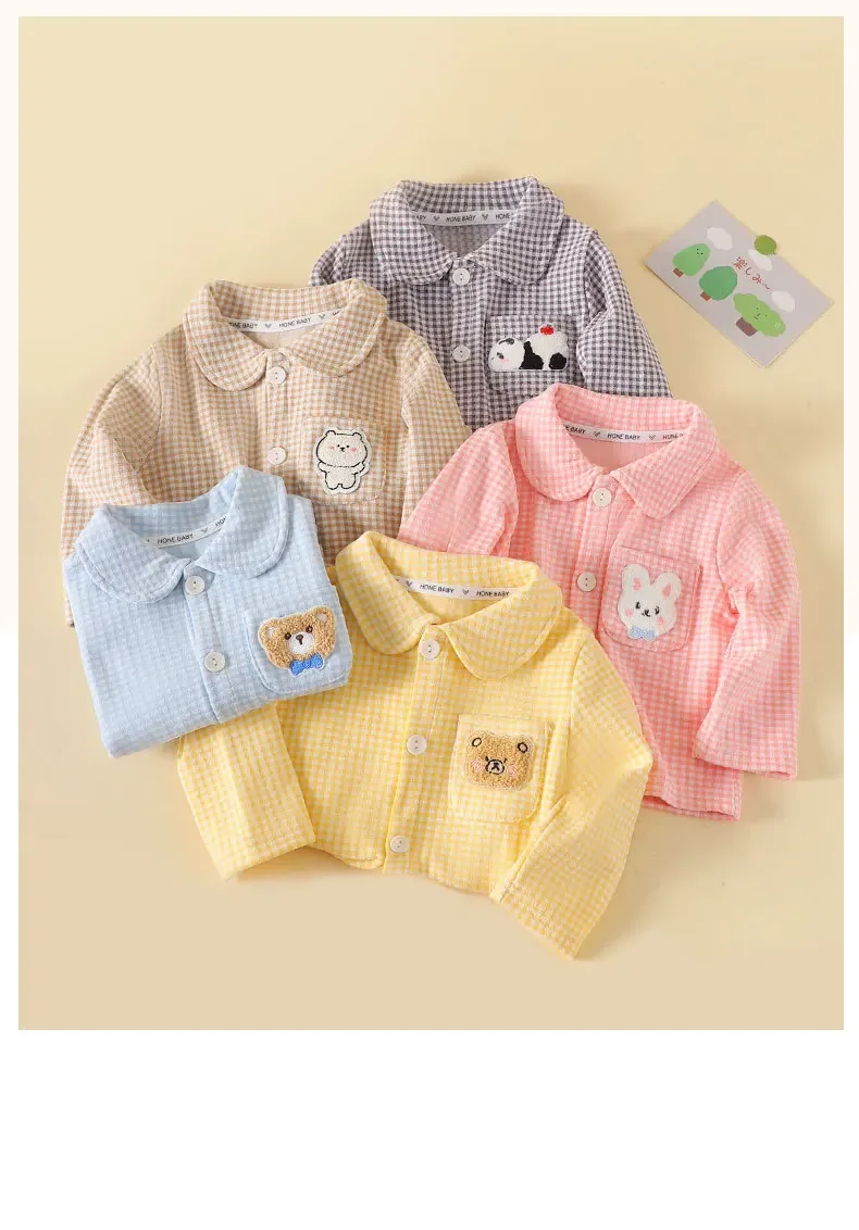 2026 Herbst-Pyjama-Set für Kinder, Lässiges Kariertes Langarm-Hemd mit Revers und Hose, Jugend-Schlafanzug-Bekleidungsset – Detail 15