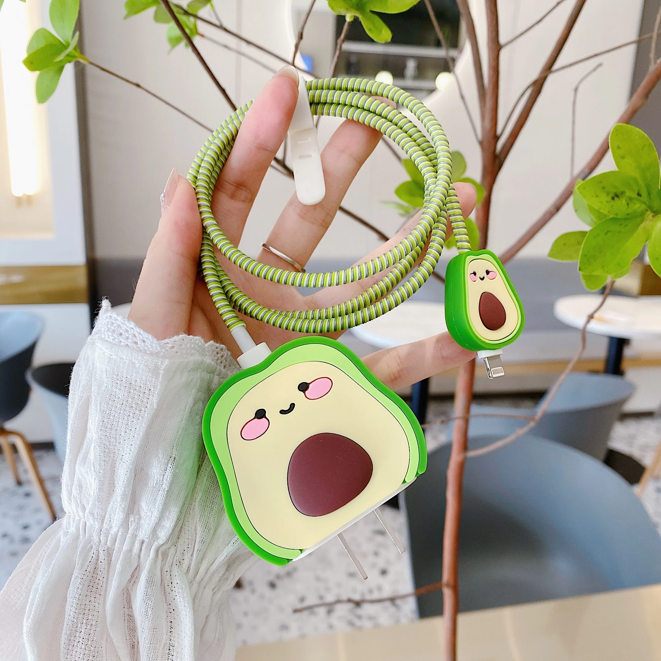 4pcs avocado Designs Wall Charger Protective Covers  For IPhone 20W Charging Head Sets And Any 1.4-meter Cables