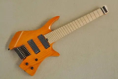 Faned 8 Strings Headless Honey Body Electric Guitar with Maple Fingerboard,Offer Customize
