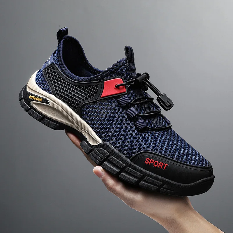Summer Outdoor Men Mesh Sneakers Quick Drying Wading Shoes for Men Athletic Walking Running Shoes Breathable Men Climbing Shoes