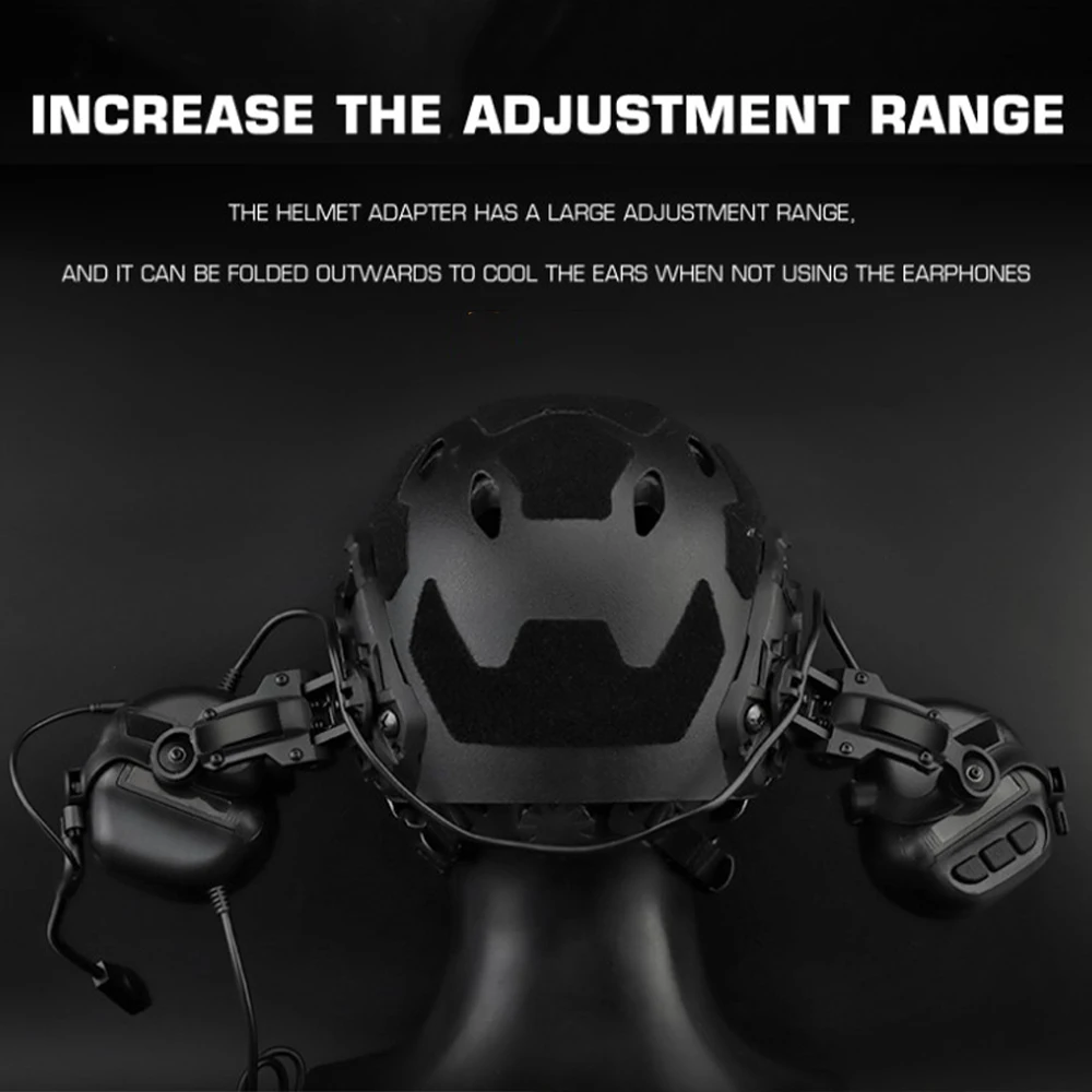 Airsoft Tactical Helmet Set FAST Full Head Protection Equipment with Helmet Light Earphones Battery Pouch for Paintball Shooting