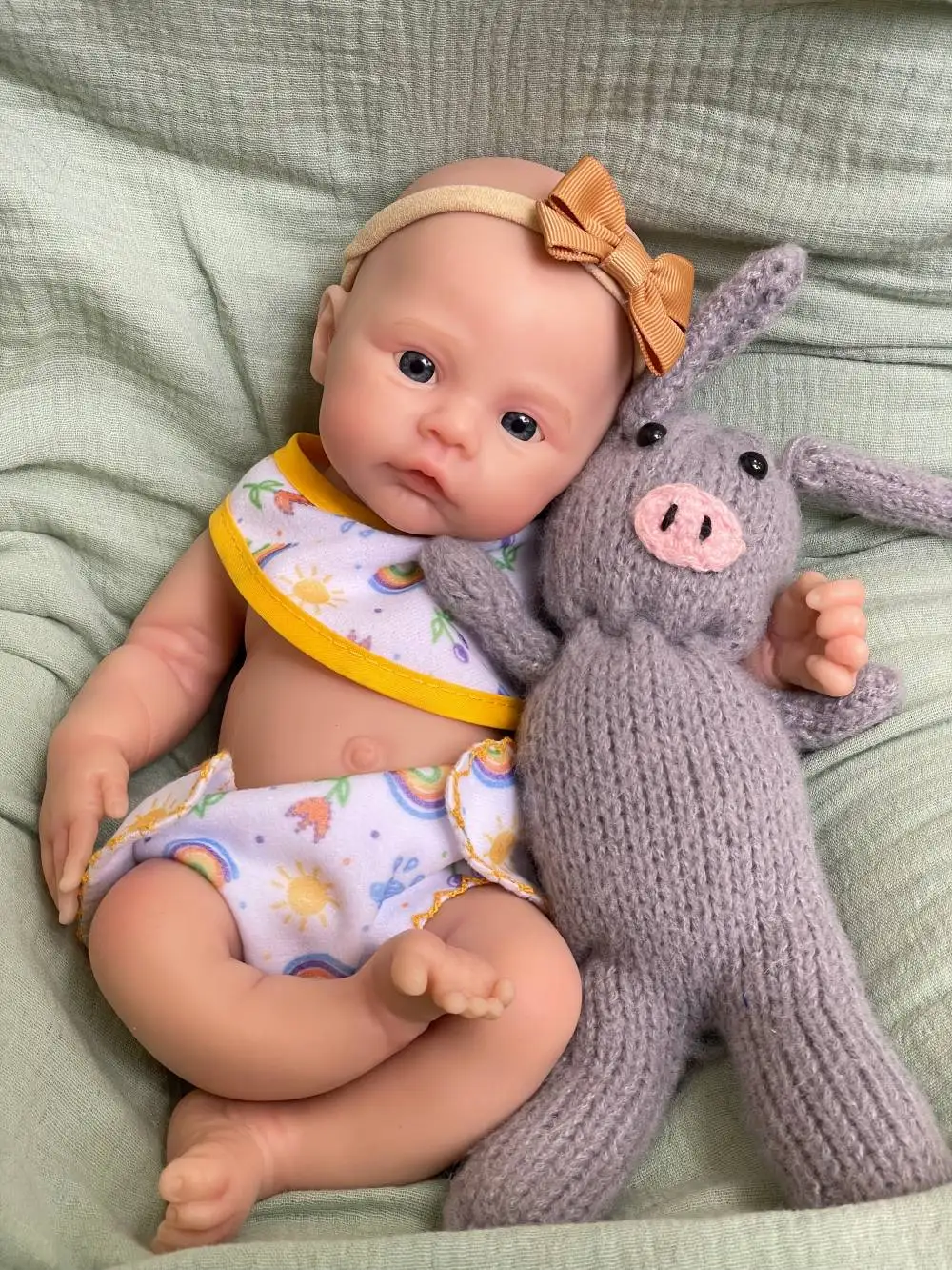 Bambola rinata per tutto il corpo in silicone da 12 pollici, occhi aperti realistici, bella bambina