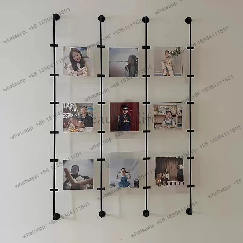 Acrylic photo wall company culture publicity display art wall metal rod hanging painting