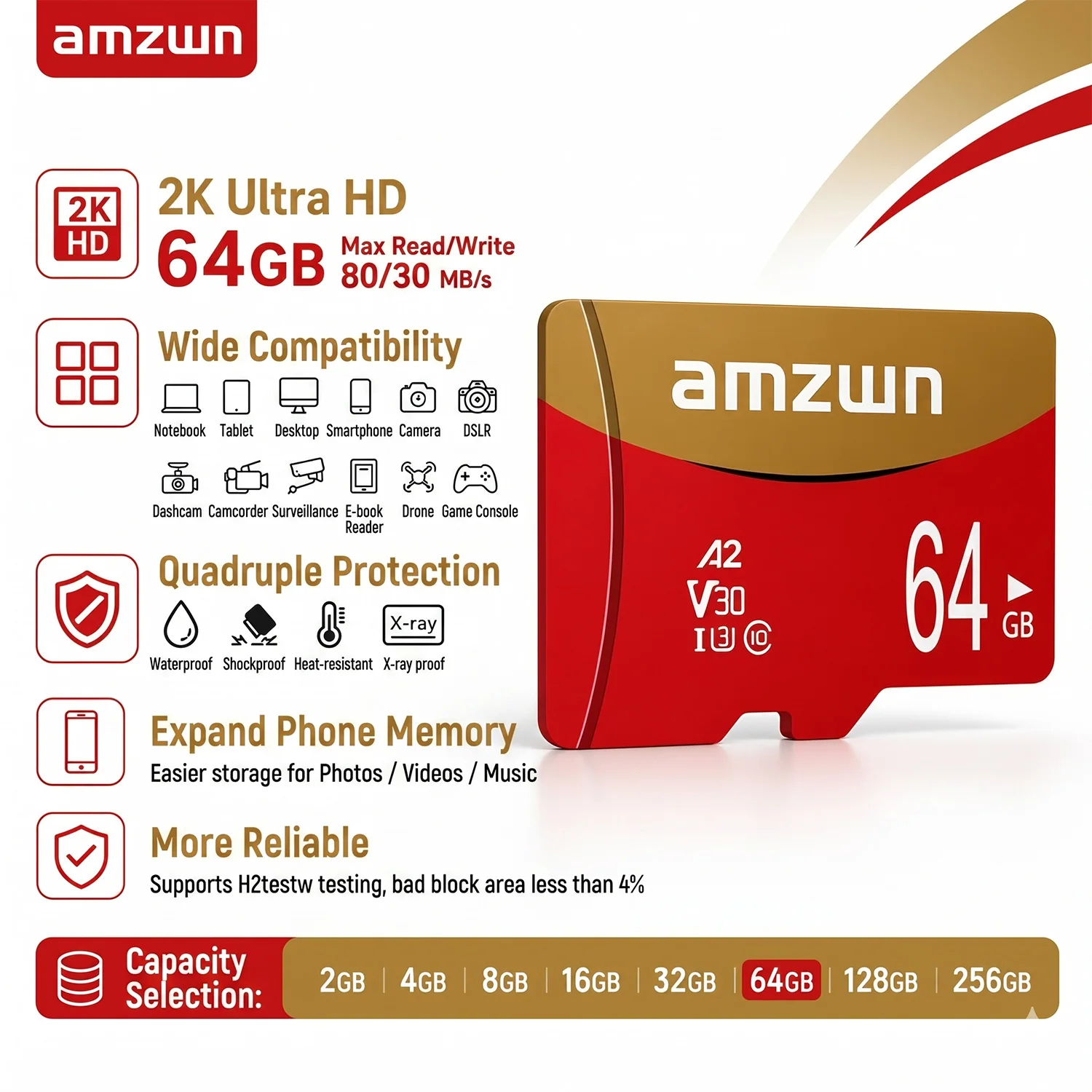 High Speed MiniSD Card Memory Cards 256GB/128GB/64GB/32GB Class 10 TF Card Compatible with Smartphones