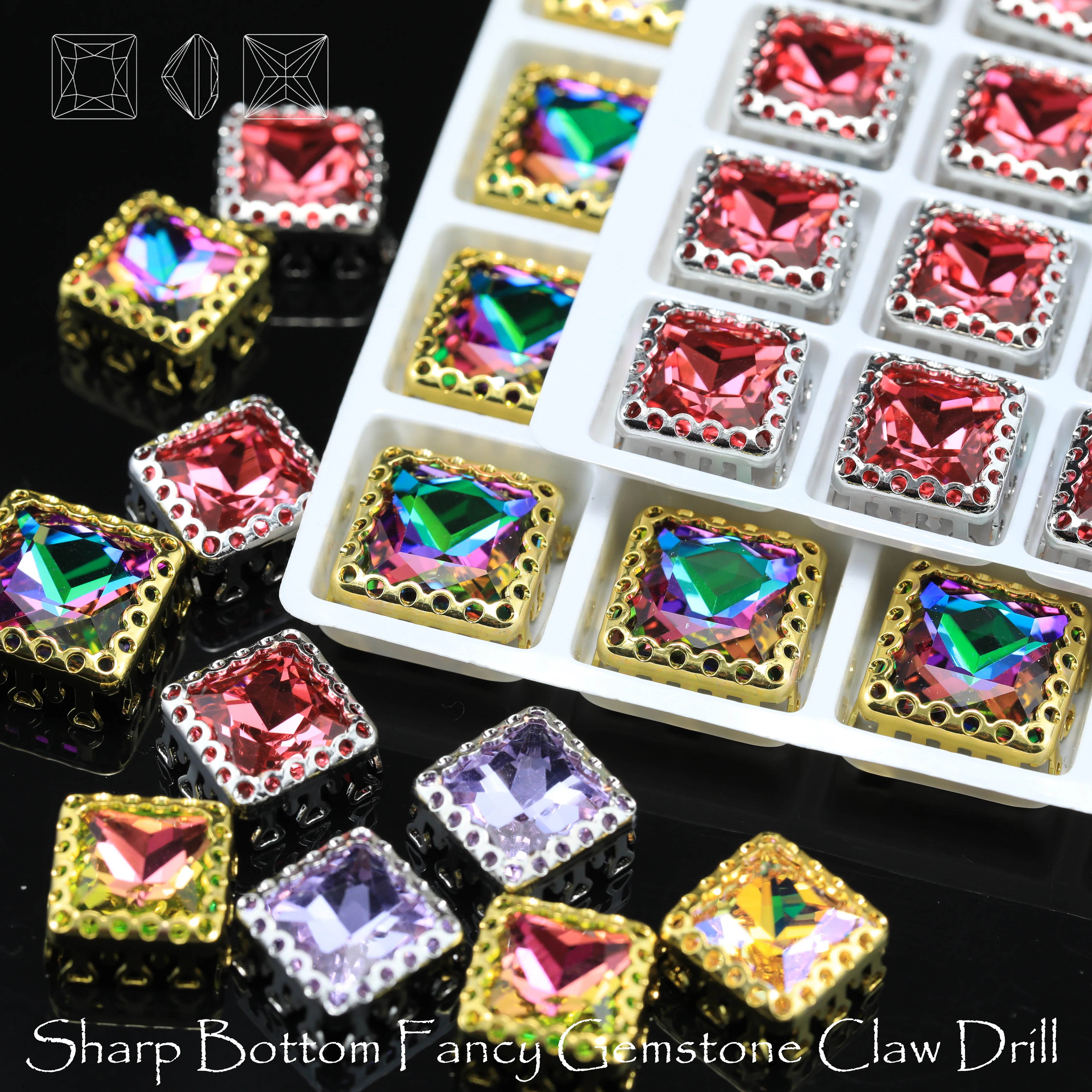Princes Square Fancy Stone Moonlight Glass Kristalle Vogelnest-Krallen-Strasssteine für DIY Handarbeiten Schuhe Taschen Kleidung Kunsthandwerk – Detail 4
