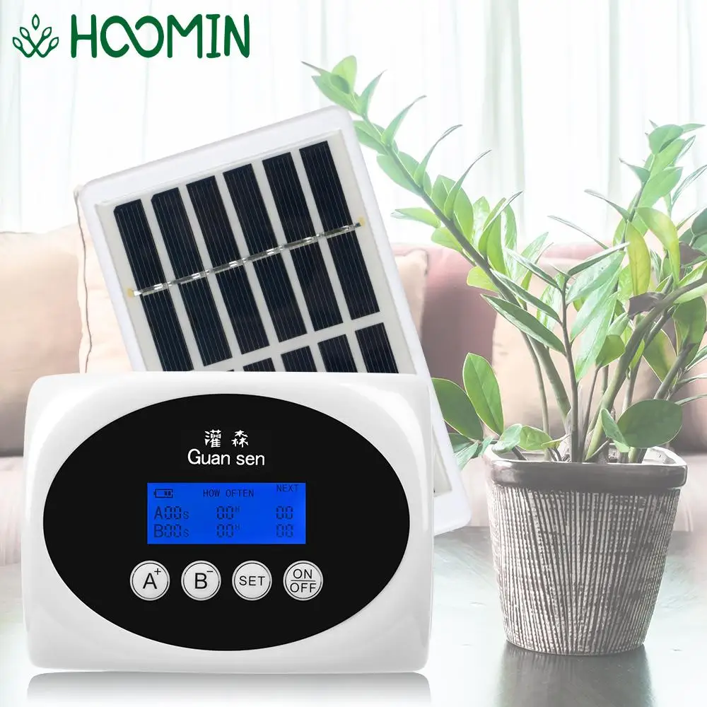 

Solar Drip System Timer Automatic Watering Device for Plants Intelligent Garden Drip Irrigation Device Controller Double Pump