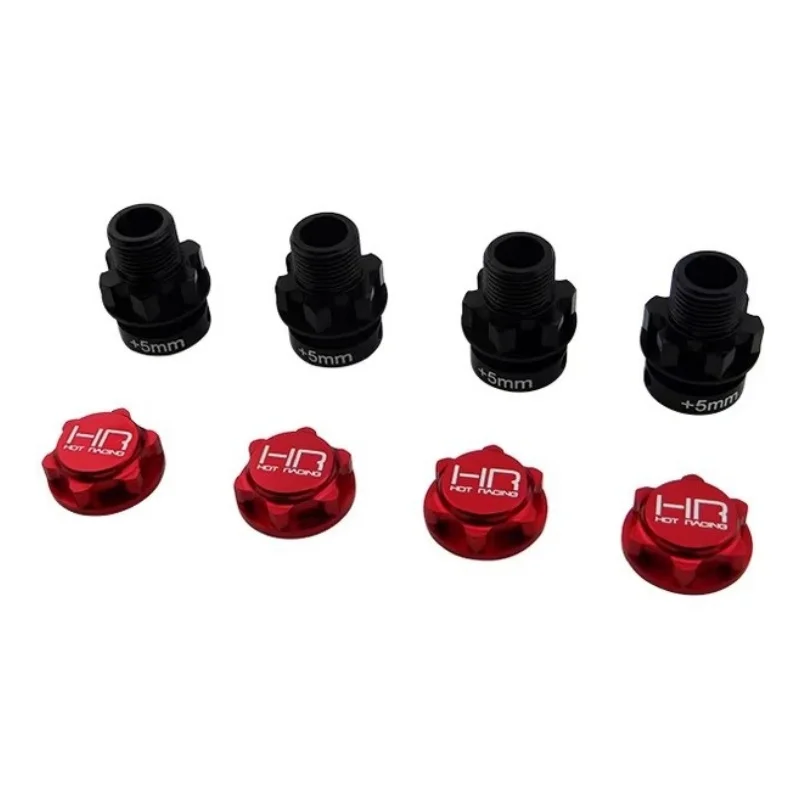 HR 17mm Hex Wheel Adapter Set with +5mm Hub Extensions and Serrated Captured Wheel Nuts for 1/8 Scale Arrma Nero Vehicles