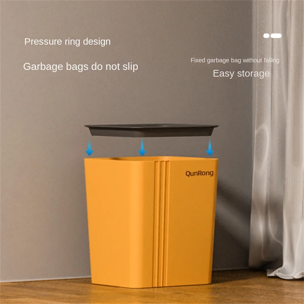 Simple Trash Can Household Multi Use Kitchen Bathroom Grocery Buckets Large Open Type Press Ring Thickened Plastic Trash Baskets