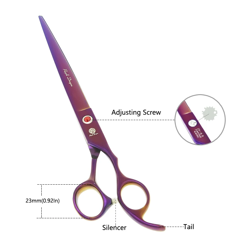 8 inch Purple Dragon Pet Grooming Scissors Sharp Edge Straight Curved Dog Cat Cutting Thinning Shears Animal Styling Tool B0046B