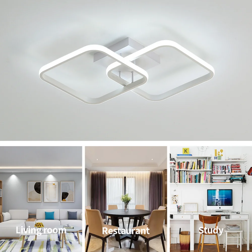 Moderne quadratische Deckenleuchte, LED-Kronleuchter, 42 W Acryl-Deckenleuchte für Küche, Esszimmer, Wohnzimmer, Studio, Büro, 6500 K – Detail 10