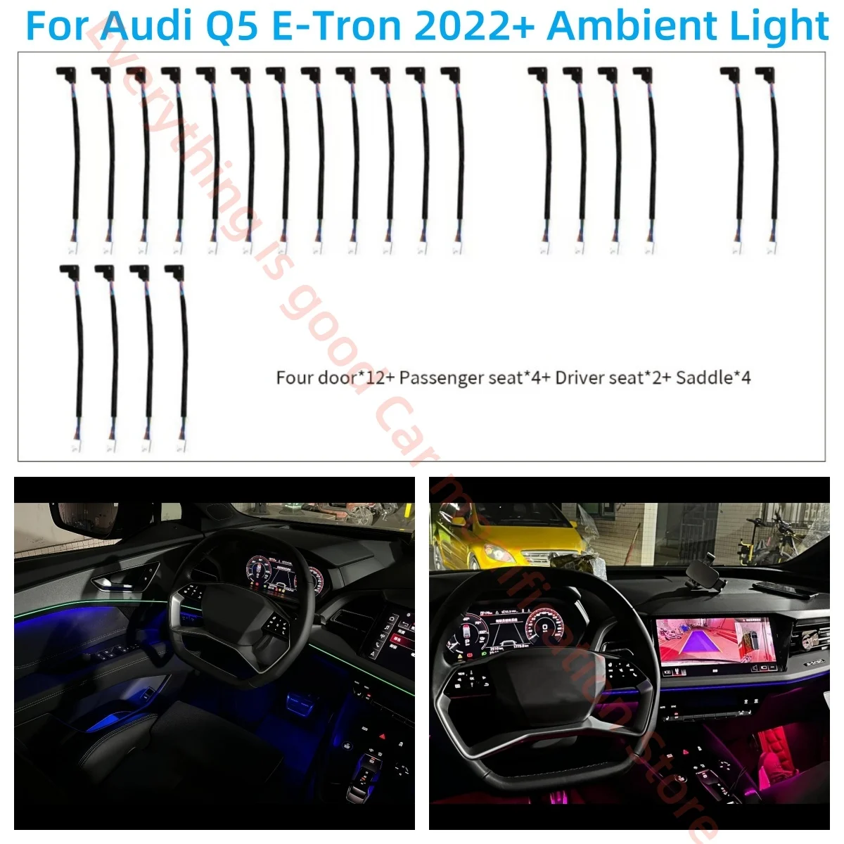 LED Atmosphere Lamp Fit for Audi Q5 E-Tron 2022+ RHD LHD Ambient Light Car interior lighting Upgrade car accessories Foot lamp