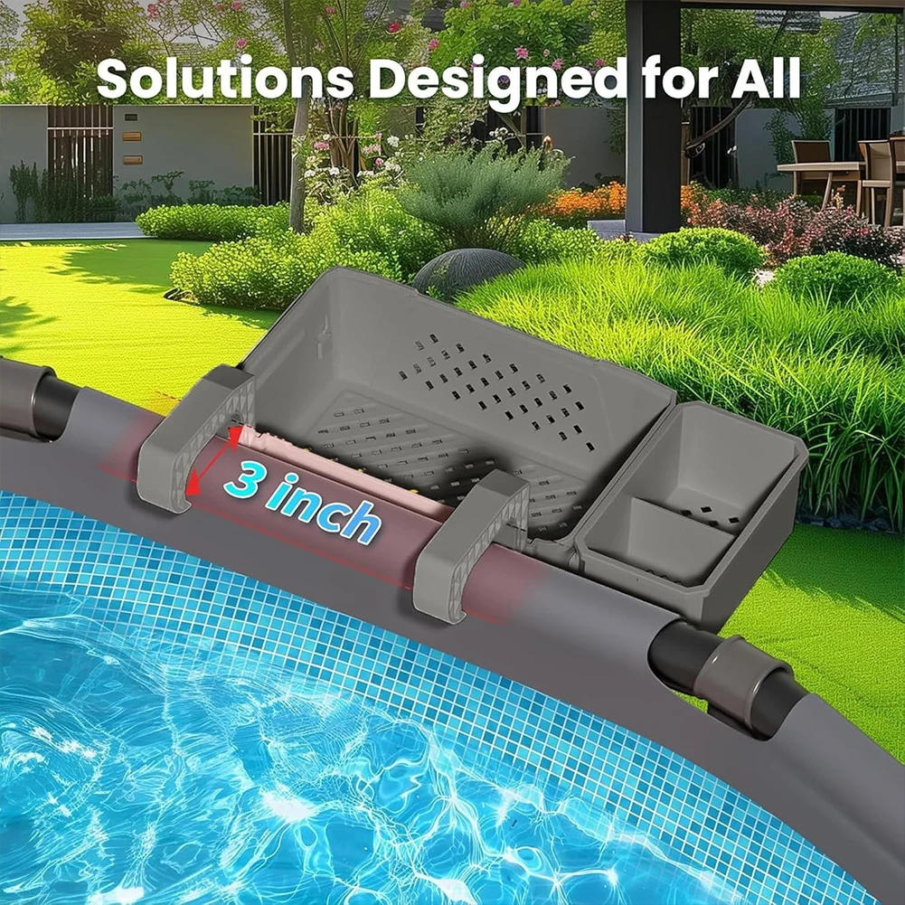 سلة تخزين حمام السباحة، رف حمام السباحة، حامل مشروبات بلاستيكي قابل للإزالة، سلة تخزين حمام السباحة، حامل شبكي لحمام السباحة فوق الأرض #1