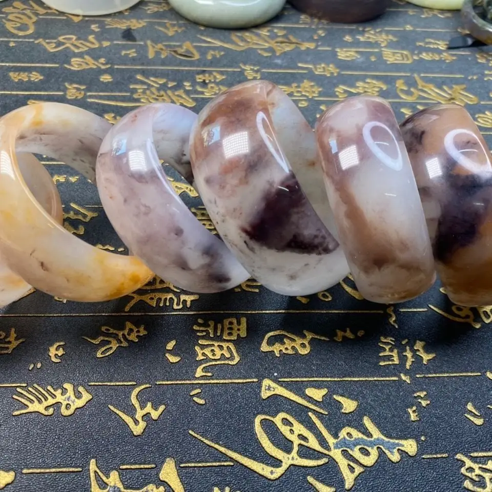Natural high-quality gold wire jade widened bracelet floating flower jade bracelet temperament gemstone light woman young models