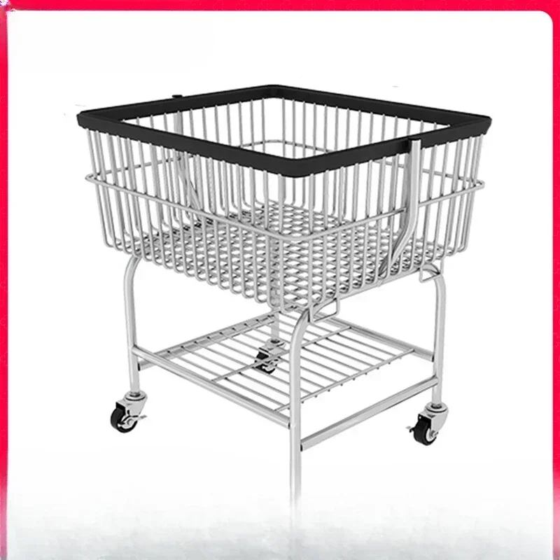 

Sell like hot cakes Metal dirty clothes basket Mesh basket with wheels mobile hanger net celebrity room clothing store