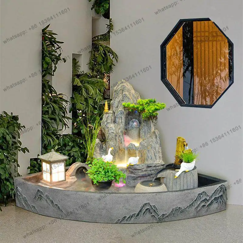 LS new Chinese-style balcony water landscape fish pond flowing water ornament outdoor courtyard rockery landscaping ornament