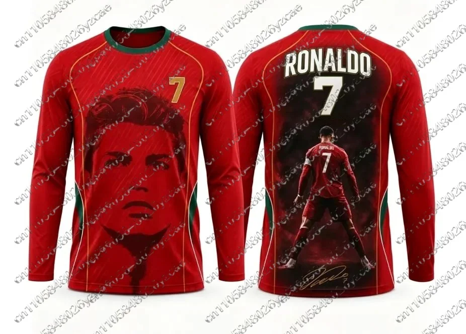 Ronaldo 7 SIU Football Jersey Classic Pattern Football Long Sleeved Sports Shirt for Both Men and Women Children, Fan Gift Top
