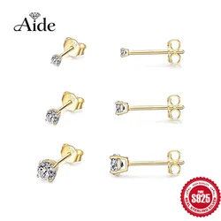 Aide 925 Sterling Silver Star Diamond Stud Earrings For Women Mini Cubic Zirconia Jeweled Geometric Ear Stud Set Jewelry Gift