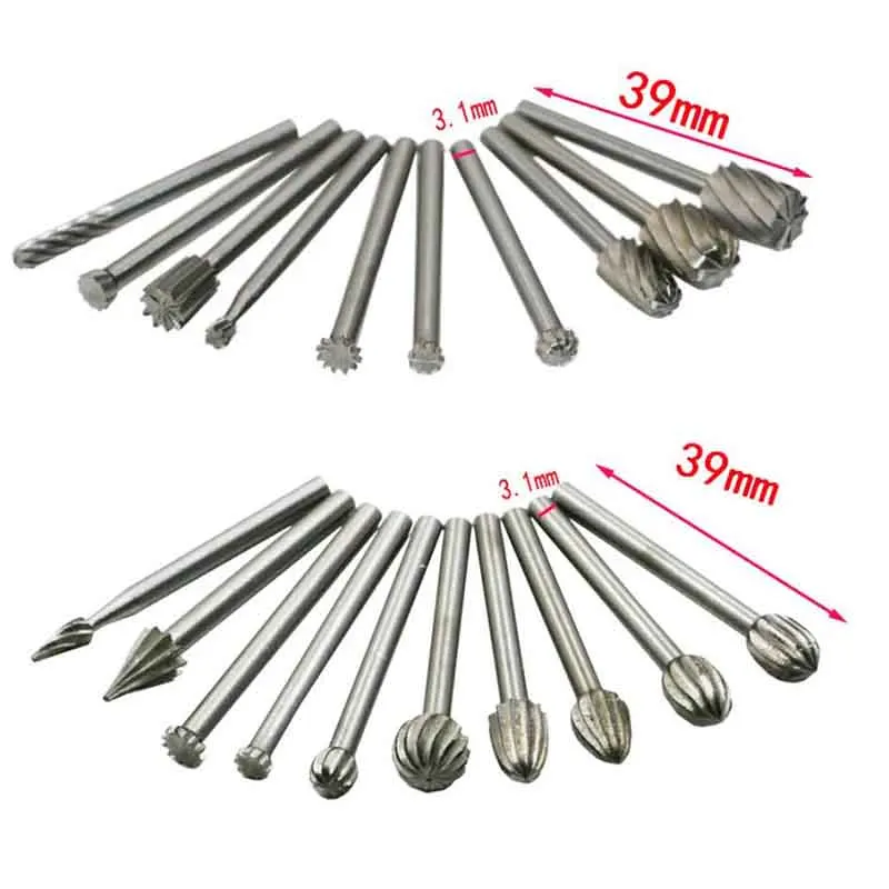 Imagem -03 - Shank Rotary Milling Cutter Grupo Ferramenta Moagem Acessórios Polimento de Metal Dremel Bits Burr Elétrica Carboneto Hss 20 Pcs 31 Milímetros