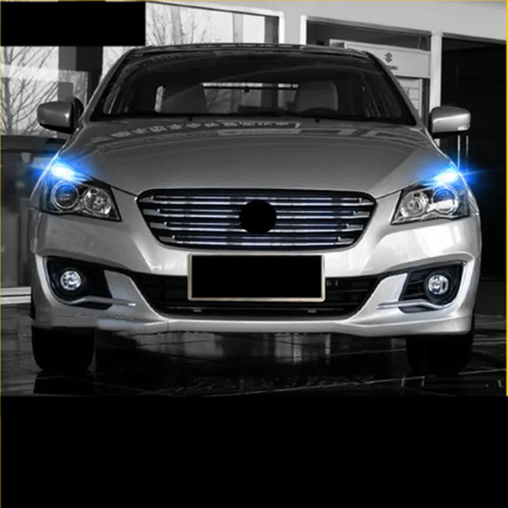 ไฟวิ่งกลางวัน LED สำหรับรถยนต์ Suzuki ciaz ALIVIO พร้อมไฟเลี้ยวสีเหลืองสีน้ำเงินไฟขับขี่กลางคืน2ชิ้น