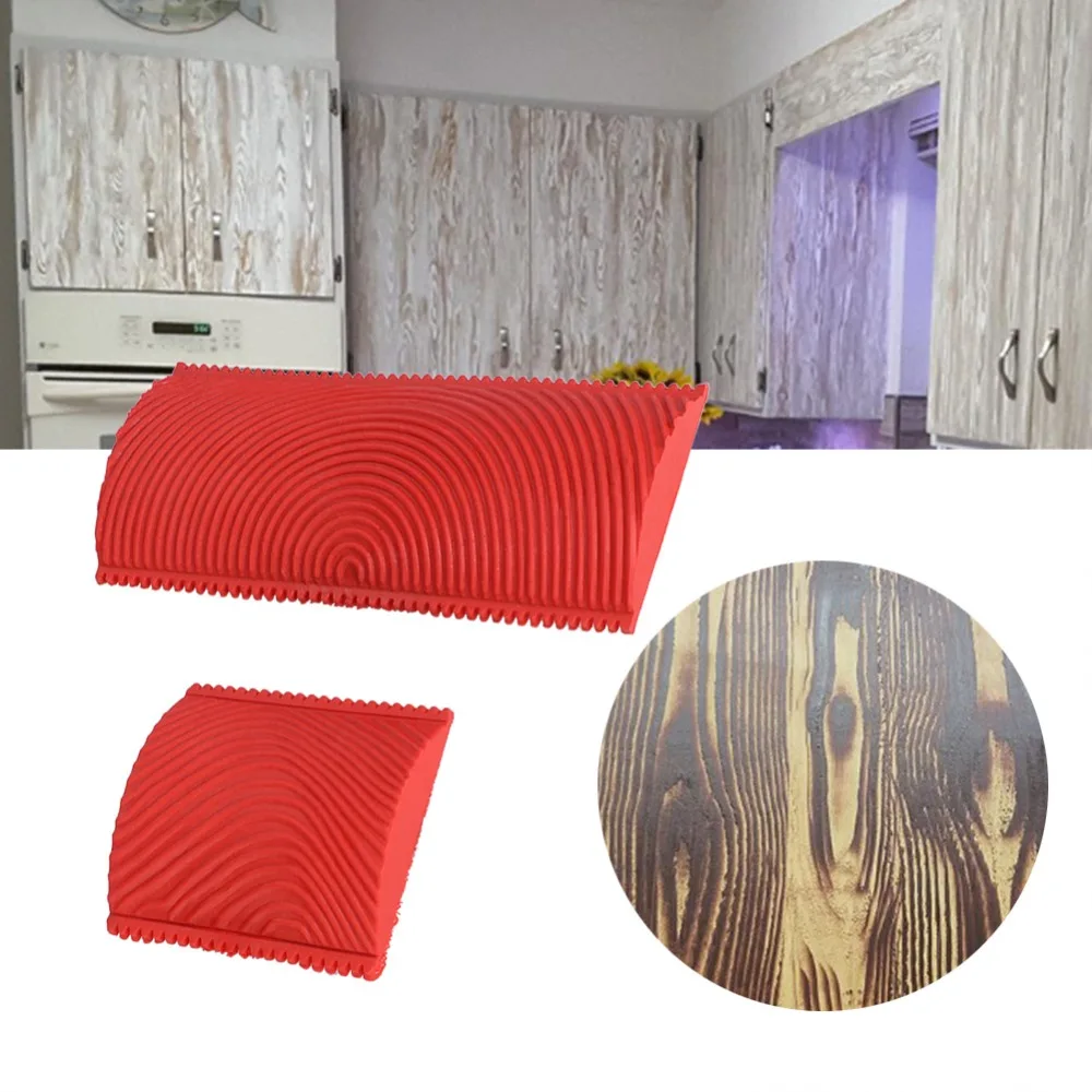 2pcs Easy Clean Serrated Wood Graining Tool Red Embossed Pattern Wood Grain Brush Faux Wood Painting Tool DIY